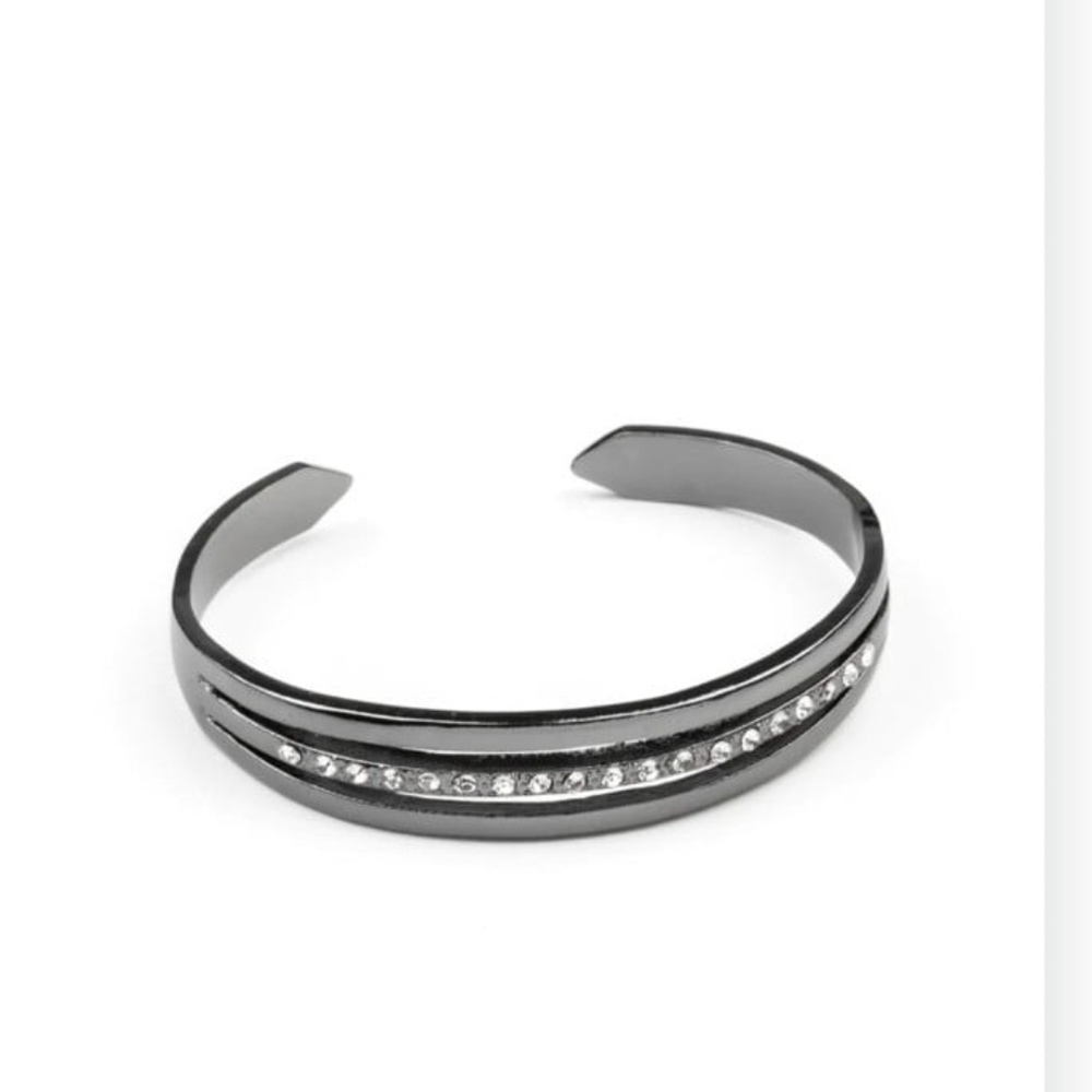 Chic Black Cuff with Sparkling Accents A Point Of Pride Fashion Jewelry